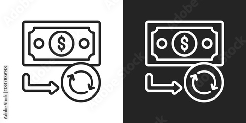 Money Circulation Icon In Black And White Line Style