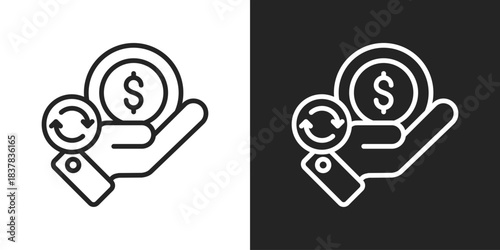 Return Yield Icon In Black And White Line Style