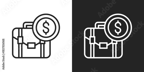Portfolio Review Icon In Black And White Line Style