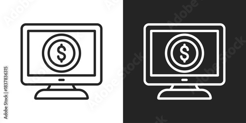 Digital Currency Icon In Black And White Line Style