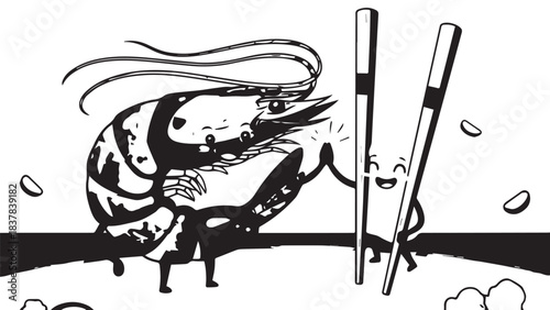 Playful cartoon of a cat interacting with bowling pins in a whimsical scene.