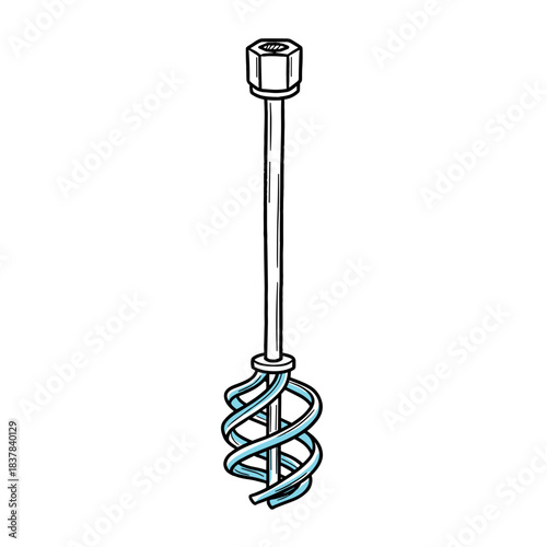 Mixing tool with spiral design made of metal and plastic materials  