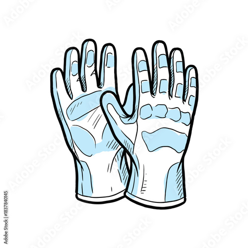 Rubber safety gloves with a blue design on a white background  