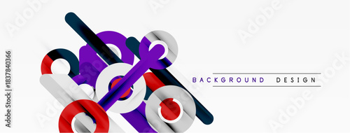 Abstract geometric shapes, vibrant colors, dynamic composition. Modern design elements create stylish background.