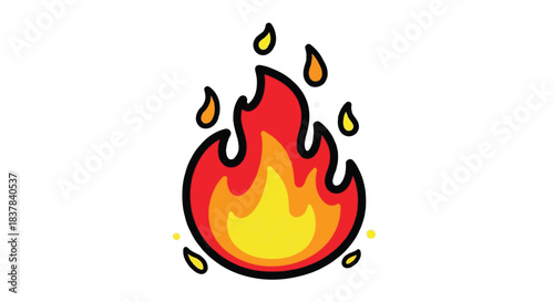 Vibrant illustration of a burning flame with bright colors and details.