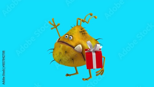 Fun 3D cartoon happy bacteria (with alpha channel)