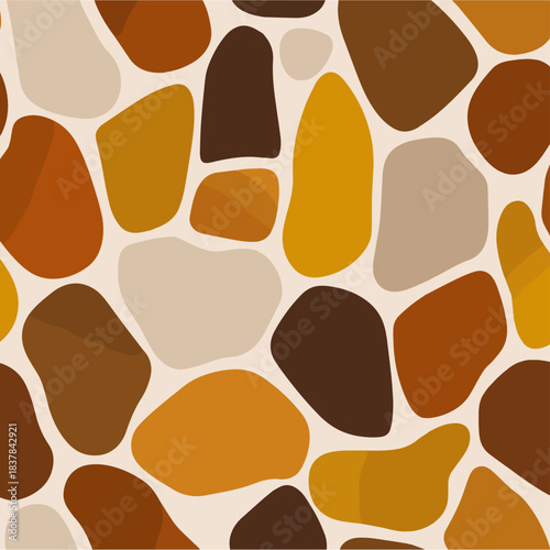 Seamless Repeating Rounded Stones wallpaper for interior design and card, landscaping, Simple doodles stones vector illustration.