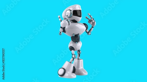 Fun 3D cartoon happy robot (with alpha channel)