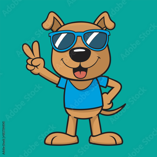 Dog peace sign wearing coloring sunglass clip art vector art illustration 1 2