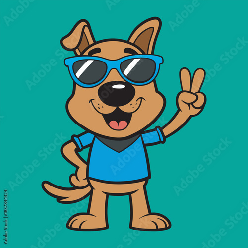 Dog peace sign wearing coloring sunglass clip art vector art illustration 1