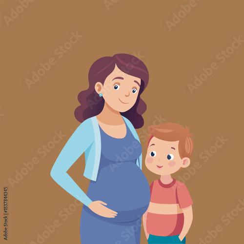 A pregnant hijabed woman with her husband  vector file 