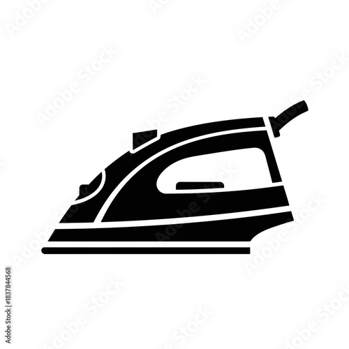 “Electric Iron Icon – Household Clothing Press Silhouette Vector”