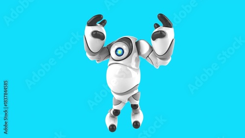 Fun 3D cartoon happy robot (with alpha channel)