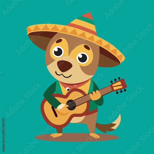 Dog sombrero-hat clip art vector art 