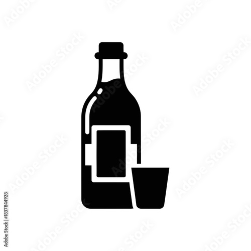 Drink Bottle and Cup Icon – Beverage Serving Symbol for Bar, Cafe & Menu Design