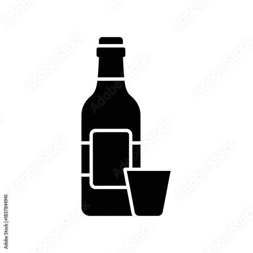 Drink Bottle and Cup Icon – Beverage Serving Symbol for Bar, Cafe & Menu Design