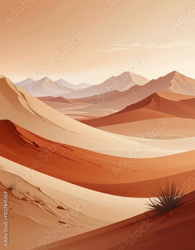 Warm earthy gradient background blending sandy beige and terracotta tones.