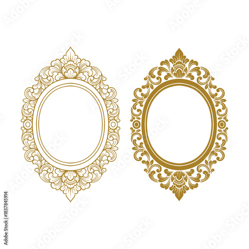 Balinese ornament frame template vector premium