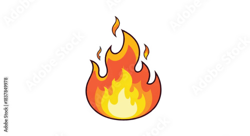 Stylized Flame Illustration with Vibrant Colors and Dynamic Shape.