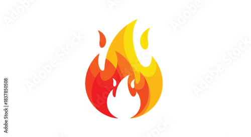 Stylized Fire Icon with Vibrant Colors and Geometric Shapes.