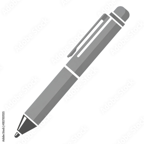 Gray pen icon representing writing or signing, isolated on transparent background