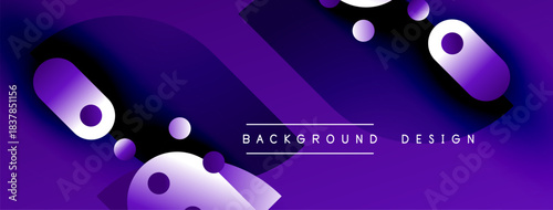 Abstract purple background. Gradient shapes, circles create modern design. Text reads background design. Smooth transitions, vibrant colors.
