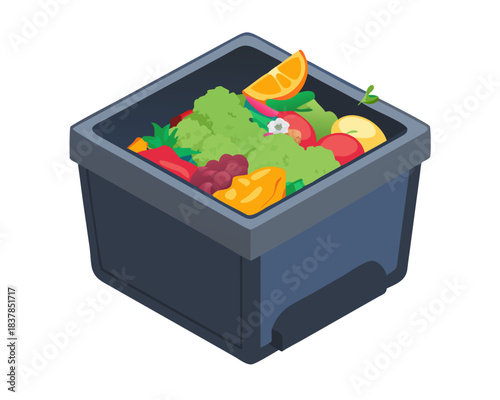 Colorful gift box of fresh food and candy for an Easter or Christmas holiday celebration