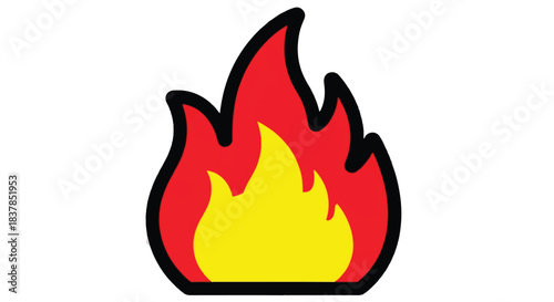 Fiery flames burning brightly with vibrant red and yellow colors.