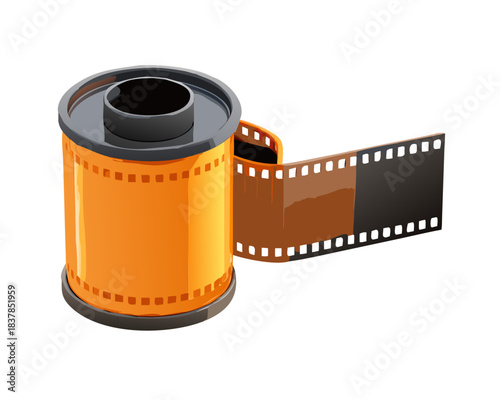 35mm film strip negative from a camera roll, a photographic image frame of old equipment