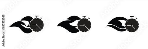 Fast time icon set. Fast time or quick time icon logo design symbol, vector illustration