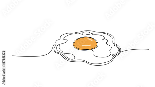 Fried egg illustration with a yellow yolk on white background  