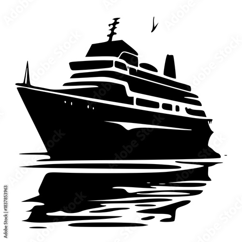 vector illustration of a ship , silhouette of the sea