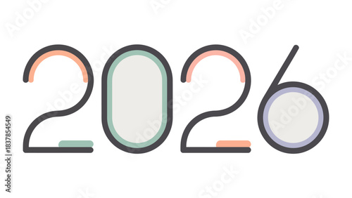 A Modern Typography: The graphic image shows the digits 2026 elegantly designed with a minimalist aesthetic and vibrant colors.