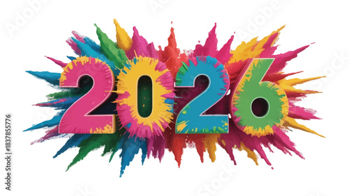 Colorful 2026: A vibrant and dynamic display of the year 2026, bursting forth with a kaleidoscope of colors.