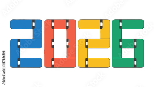 Year 2026: An abstract colorful design announces the arrival of the year 2026, using an eye-catching design to symbolize anticipation and modern design