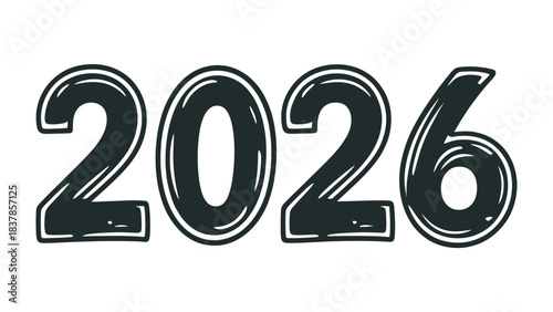 The Year 2026: A visual representation of the year 2026, rendered with a clean, clear style. Ideal for applications needing to represent the future.