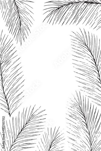 A border of palm fronds frames a white central space, delivering a tropical, natural, and airy feel suitable for travel, vacation, wellness, and summer-themed projects.