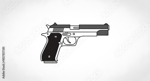 Handgun illustration on white background.