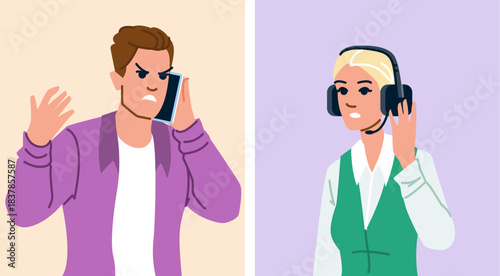 Angry client complaining to customer service representative