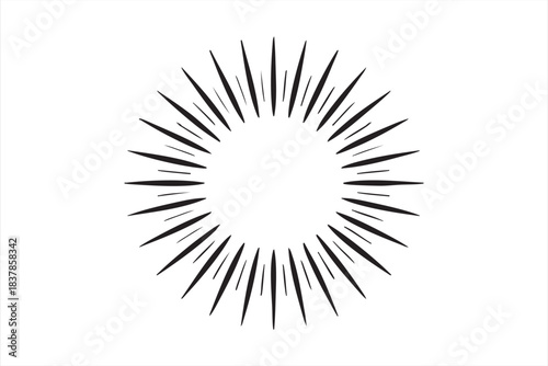 Sharp tapered sun rays forming circular burst for visual identity elements