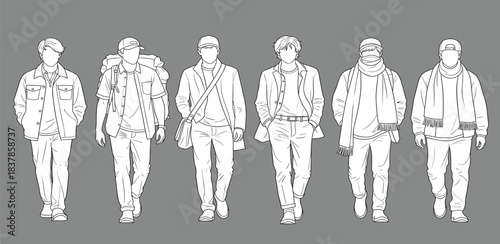 Men's Fashion Showcase: A captivating illustration displaying a range of stylish outfits designed for men, showcasing a blend of contemporary and timeless styles.