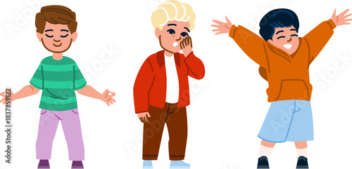 Children expressing different emotions in various poses