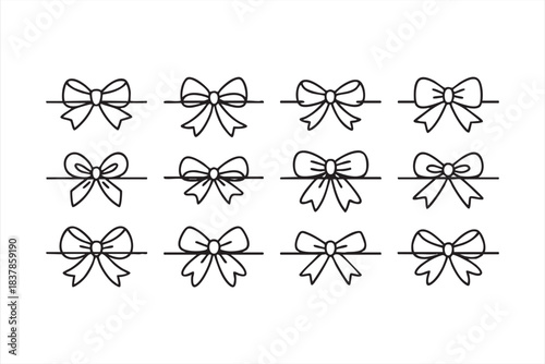 Outline ribbon bow collection for decorative gift and layout design
