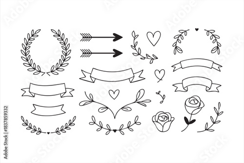 Decorative botanical accent collection for refined stationery compositions