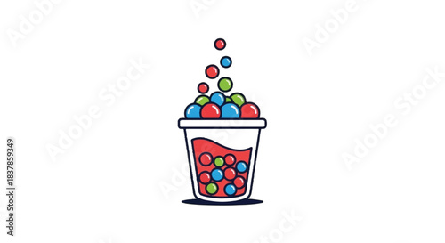 Colorful Bubbly Drink with Spheres Overflowing.