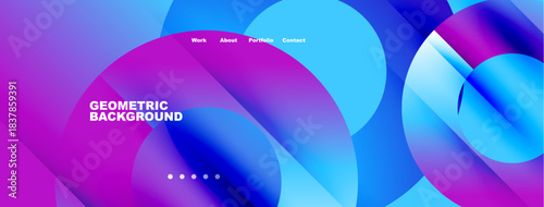 Abstract geometric background. Vibrant colors blend, creating dynamic visual experience. Minimalist design with text elements.