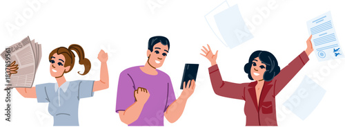 People receiving good news celebrating success and achievement