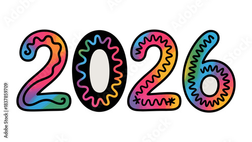 Vibrant Year Ahead: A colorful illustration of the year 2026, filled with swirling patterns and energetic hues, symbolizing hope and optimism for the future.