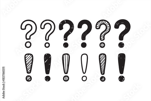 Bold question and exclamation mark illustrations for expressive graphic use