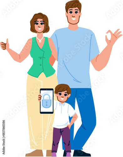 Parents ensuring child online safety with digital control